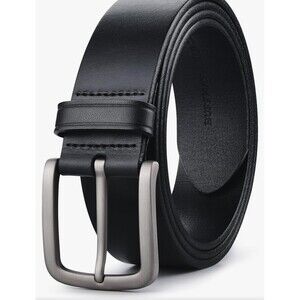 Buffway Black Leather Belt - Size 32 Wide Strap NEW